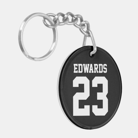 Aangepaste sporten genummerd met naam sleutelhanger (Voorkant Links)