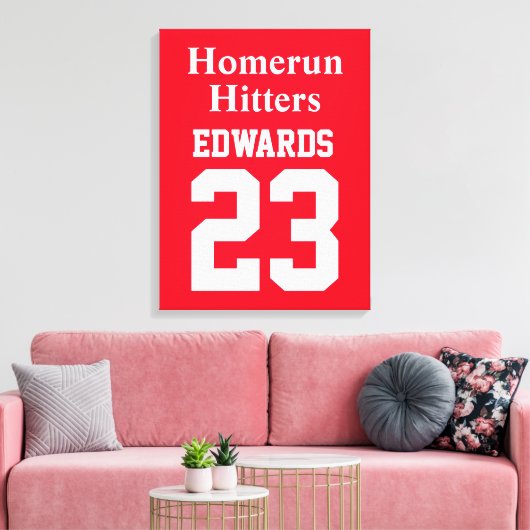 Aangepaste sporten genummerd met teamnaam canvas afdruk (Insitu (Woonkamer))