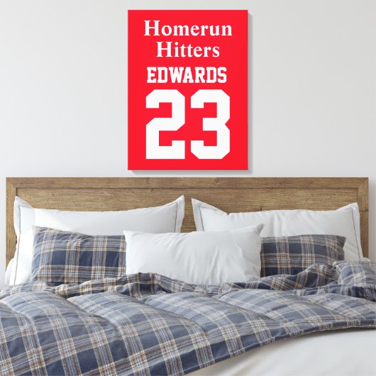 Aangepaste sporten genummerd met teamnaam canvas afdruk (Insitu (Slaapkamer))