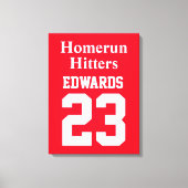 Aangepaste sporten genummerd met teamnaam canvas afdruk (Voorkant)