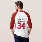 Aangepaste sporten Jersey Red Nummer Jouw naam tea T-shirt (Achterkant volledig)