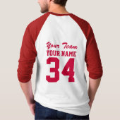 Aangepaste sporten Jersey Red Nummer Jouw naam tea T-shirt (Achterkant)