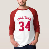 Aangepaste sporten Jersey Red Nummer Jouw naam tea T-shirt (Voorkant)
