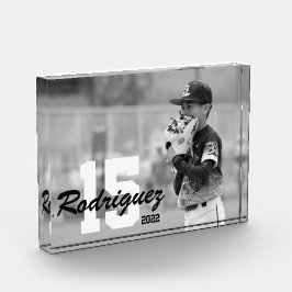 Aangepaste sportfoto met naam en Jersey nummer Fotoblokken