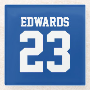 Aangepaste sportnummers met naam glazen onderzetter