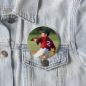 Aangepaste sportsknop met foto / speld ronde button 7,6 cm (In situ)