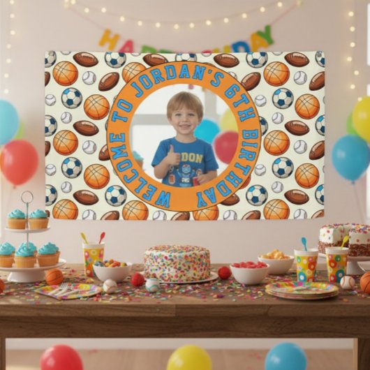 Aangepaste sportthema verjaardagsfotobanner spandoek