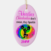 AANGEPASTE SPRANKELENDE CHEERLEADER KERSTORNAMENT KERAMISCH ORNAMENT (Rechts)