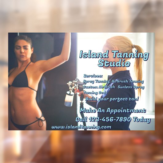 Aangepaste Spray Tanning Booth Business 3 Raamsticker (Vel 2)