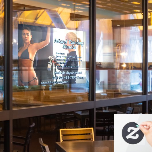 Aangepaste Spray Tanning Booth Business 3 Raamsticker (Restaurant Raam)