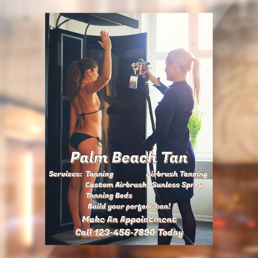 Aangepaste Spray Tanning Booth Business 4  Raamsticker (Vel 2)