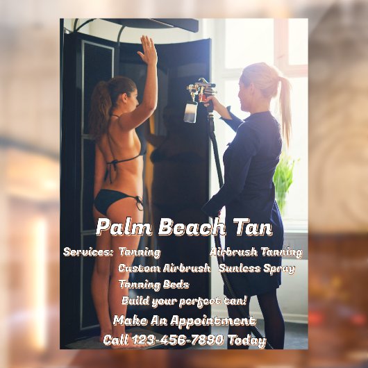 Aangepaste Spray Tanning Booth Business 4 Raamsticker (Vel 2)