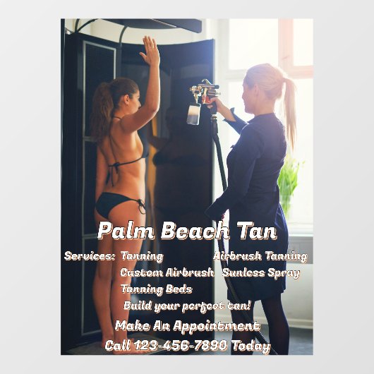 Aangepaste Spray Tanning Booth Business 4 Raamsticker (Vel)