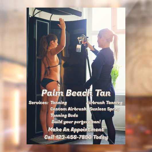 Aangepaste Spray Tanning Booth Business 4  Raamsticker (Vel 2)