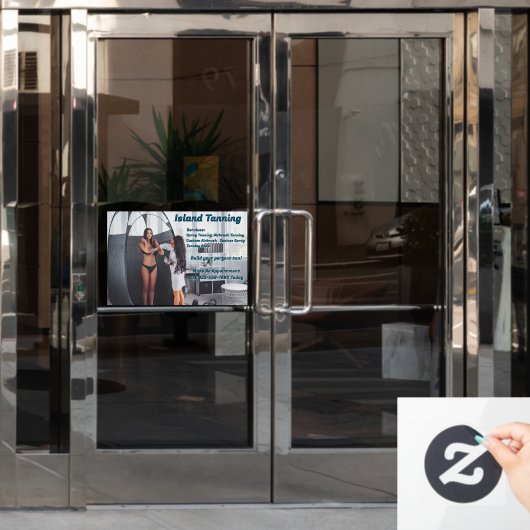 Aangepaste Spray Tanning Booth Zakelijke 2 Raamsticker (Kantoordeur)