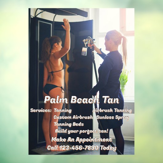 Aangepaste Spray Tanning Booth Zakelijke Activitei Raamsticker (Vel 3)