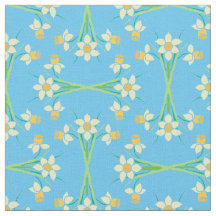 Aangepaste Spring Daffodils op Sky Blue Pattern Fa