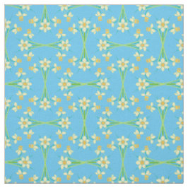Aangepaste Spring Daffodils op Sky Blue Pattern Fa Stof