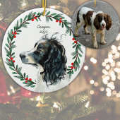 Aangepaste Springer Spaniel Hond Foto Kerst Krans Keramisch Ornament