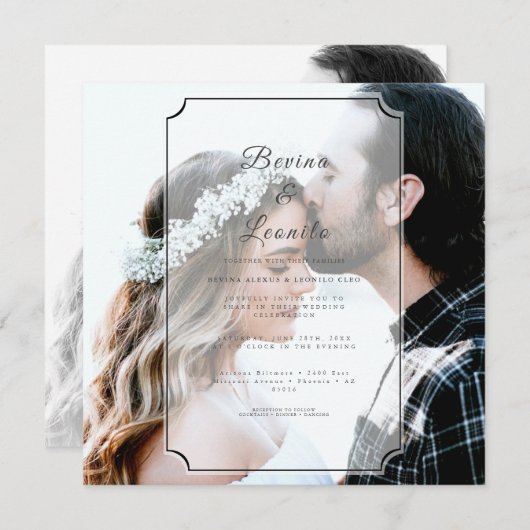 Aangepaste SQ-foto Eenvoudig Elegant GV-script Huw Kaart (Voorkant / Achterkant)