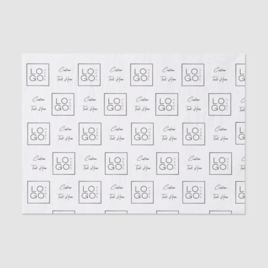 Aangepaste Square Business Company, Logo & Script- Tissuepapier (Voorkant)