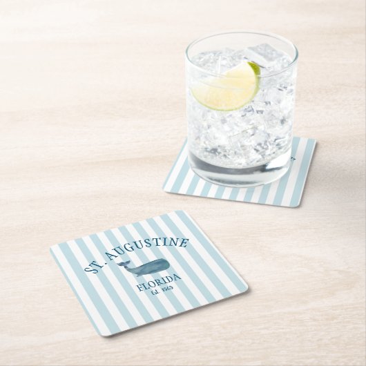 Aangepaste St Augustine Florida Est Beach Whale Kartonnen Onderzetters (Insitu)