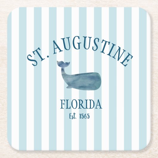Aangepaste St Augustine Florida Est Beach Whale Kartonnen Onderzetters (Voorkant)