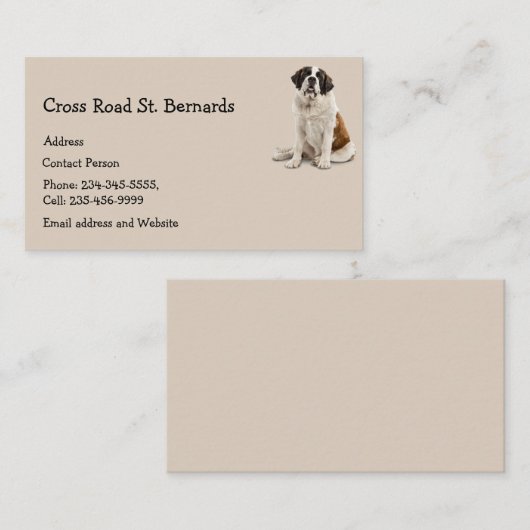 Aangepaste St. Bernard Dog Pet Animal Logo Busines Visitekaartje (Voorkant / Achterkant)