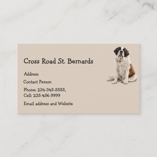 Aangepaste St. Bernard Dog Pet Animal Logo Busines Visitekaartje (Voorkant)