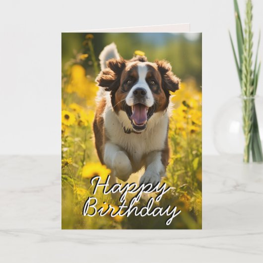 Aangepaste St. Bernard Happy Birthday Kaart (Voorkant)