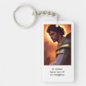 Aangepaste St. Michael Beschermer van Brandweerlie Sleutelhanger (Voorkant)