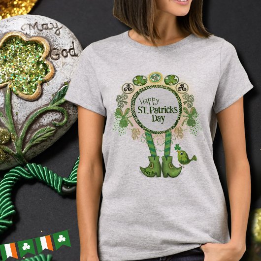 Aangepaste St. Patrick's Day Bird met Shamrock T-shirt