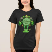 Aangepaste St. Patrick's Day Bird Shamrock Zwart Tri-Blend Shirt (Voorkant)