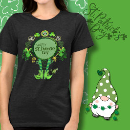 Aangepaste St. Patrick's Day Bird Shamrock Zwart Tri-Blend Shirt