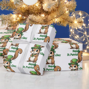 Aangepaste St. Patrick's Day Eekhoorn met groen Pe Cadeaupapier