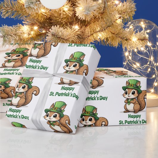 Aangepaste St. Patrick's Day Eekhoorn met groen Pe Cadeaupapier (Feestdagen)