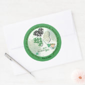 Aangepaste ST Patrick's Day Shamrock Little Girl Ronde Sticker (Envelop)