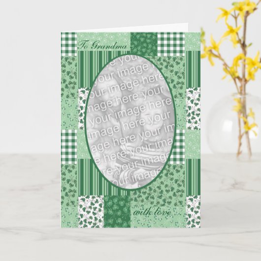 Aangepaste St Patrick's Day Shamrocks-fotokaart Kaart (Gele Bloem)