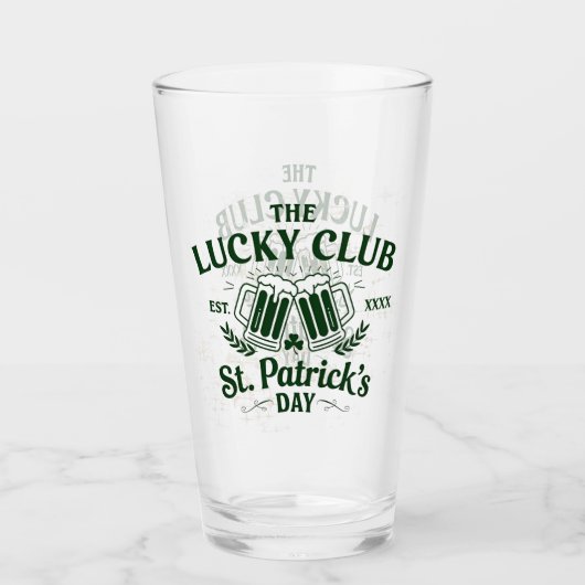 Aangepaste St. Patrick's Day 'The Lucky Club' Logo Glas (Voorkant)