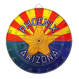 AANGEPASTE STAD, ARIZONA Vlagontwerp tekst sjabloo Dartbord