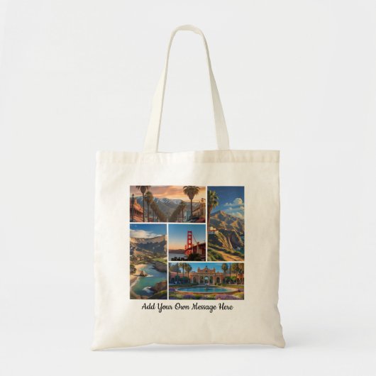Aangepaste Stad Landmarks Reisfoto Collage Tote Bag (Voorkant)