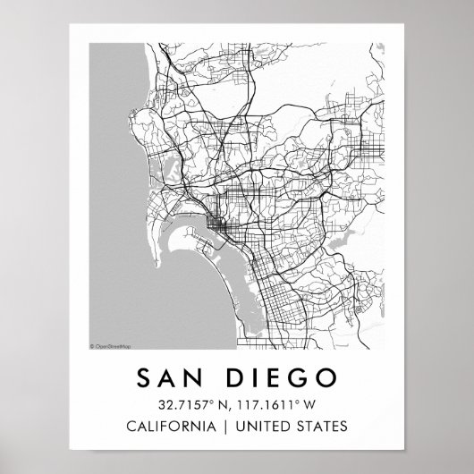 Aangepaste Stad San Diego Californië Poster (Voorkant)