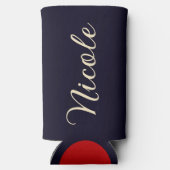 Aangepaste stad strand locatie retro zonsondergang seltzer blikjeskoeler (Achterkant)