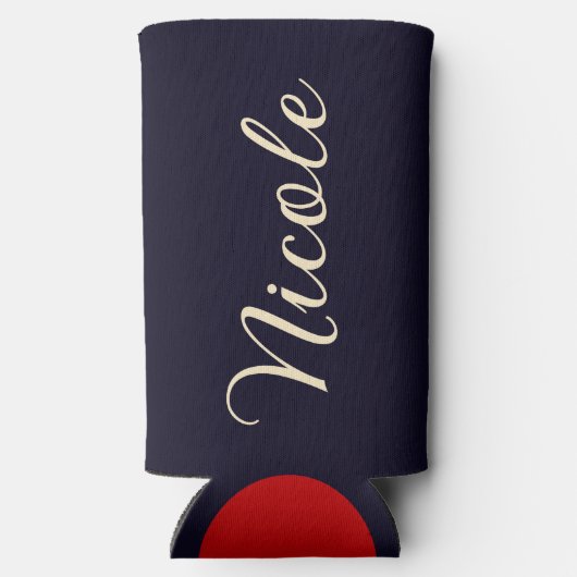 Aangepaste stad strand locatie retro zonsondergang seltzer blikjeskoeler (Achterkant)