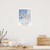 Aangepaste Stadkaart Abu Dhabi VAE Muurkunst Poste Poster (Keuken)