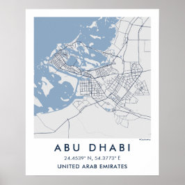 Aangepaste Stadkaart Abu Dhabi VAE Muurkunst Poste Poster
