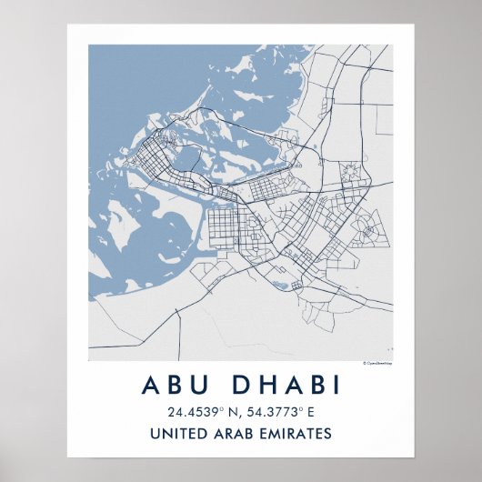Aangepaste Stadkaart Abu Dhabi VAE Muurkunst Poste Poster (Voorkant)