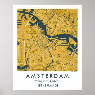 Aangepaste Stadkaart Amsterdam Nederland Poster