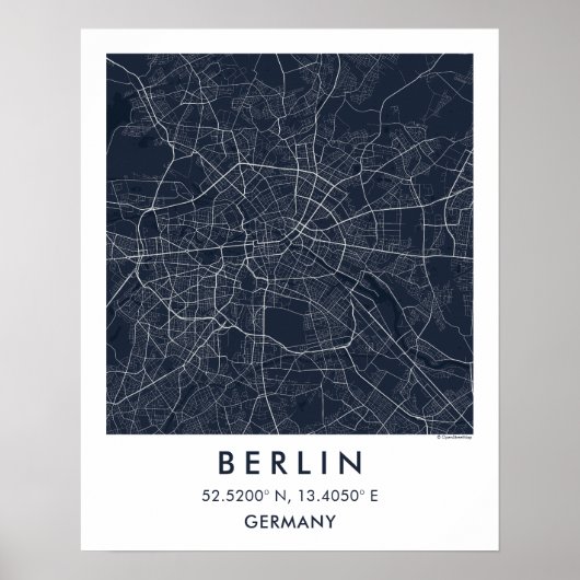 Aangepaste Stadkaart Berlijn Duitsland Muurkunst P Poster (Voorkant)