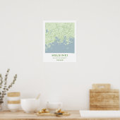 Aangepaste Stadkaart Helsinki Finland Muur Kunst P Poster (Keuken)